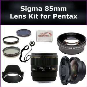   Sigma 85mm Lens, 0.45X Wide Angle Lens, 2X Telephoto Lens, Lens Cap