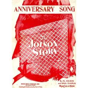   1946 Sheet Music by Al Jolson from The Jolson Story 