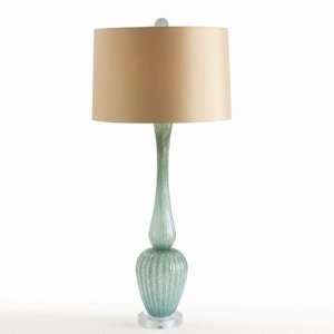  Blakely Aqua Marine Glass and Acrylic Lamp with Gold Silk 