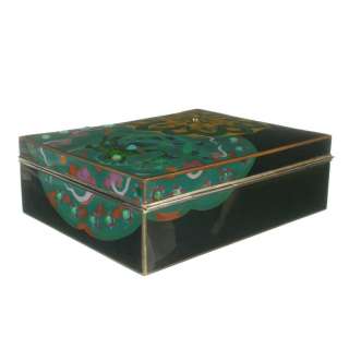 Inaba Fenghuang and Flower Jeweled Japanese Cloisonne Box  