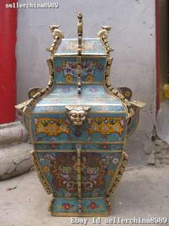 China Rare Royal bronze cloisonne Bird Beast Jar Vase  