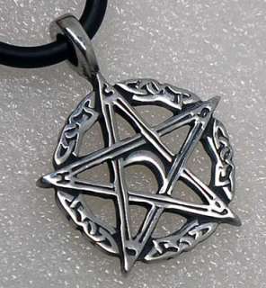 Celtic Pentacle Pentagram Star W Crescent Moon Pagan/Wicca Silver 