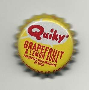 Vintage Cork Lined Quicky Grapefruit & Lemon Soda Cap  