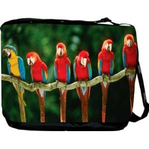  Red and Blue Parrots on Branch Messenger Bag   Book Bag 