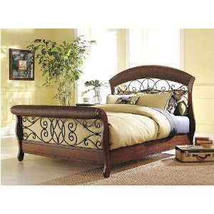    Saigon Autum Brown Finish Queen Size Metal Wood Bed