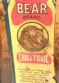 ANTIQUE 1910 BEAR DRUG CHILL TONIC BOTTLE W/LABEL & BOX QUACK MEDICINE 
