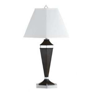 Column Table Lamp in Dark Wood and Brushed Steel