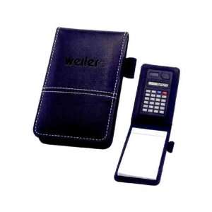     Pocket jotter with lined memo pad and calculator.
