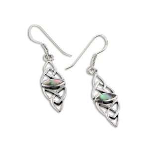 Marquise Celtic Knots with Abalone Shell Inlay Sterling Silver Hook 