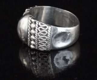 Bali Style Silver Ring Beaded Scroll Sterling Size 7.5  