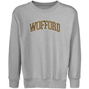  Wofford Terriers Youth Ash Arch Applique Crew Neck Fleece 