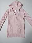 justice girls cable knit sweater hoodie size 12 pink sparkle vee neck