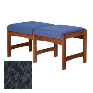  Two Person Bench   Mahogany/Green Leaf Pattern Fabric 