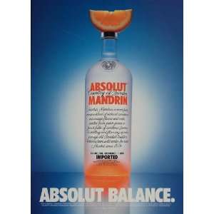   Ad Absolut Mandrin Balance Orange Slice Bronstein   Original Print Ad