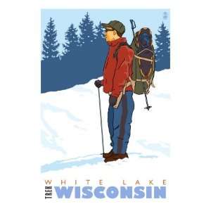 Snow Hiker, White Lake, Wisconsin Giclee Poster Print 