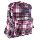 jansport superbreak backpack black pink white plaid $ 26 88