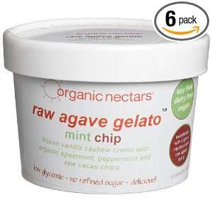 Organic Nectars Raw Agave Gelato, Mint Chip, 8 Ounce Cups (Pack of 6 