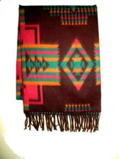  Maroon Navajo Aztec Print Winter Scarf Clothing