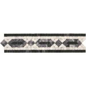  Mosaic Chain Listello Tile Accent in Black / White