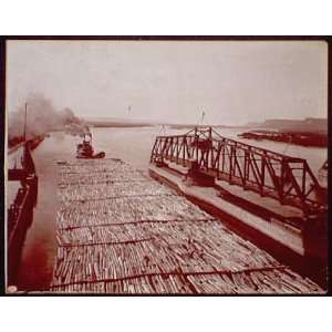  Winona,Minn.,log raft passing drawbridge