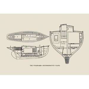  Windward Accommodation Plans   12x18 Framed Print in Black 