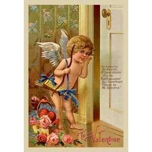  Cupid   To My Valentine   12x18 Framed Print in Gold Frame 