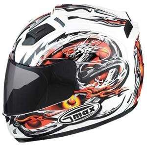  GMax GM68 Dragon Helmet   Medium/White/Red Automotive