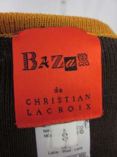BAZAR DE CHRISTIAN LACROIX Brown Zip Up Sweater Sz S  