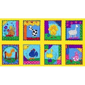  45 Wide Funny Farm Yellow Fabric By The Yard Arts 