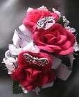PICK YOUR COLOR Small Wrist Corsage, 3 Silk Sweetheart Roses Butterfly 