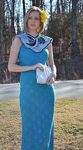   McCLINTOCK SPARKLING TEAL HALTER PROM PAGEANT GOWN DRESS 6  