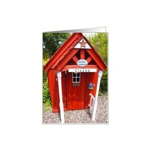 Spring Break, One Room Schoolhouse, Small and Red, Closed Card