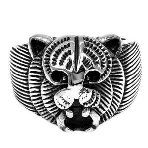  Mens Stainless Steel Wild Cat Ring   Size  13 Automotive