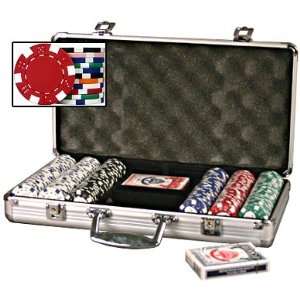  Set of 300 Dice Striped 11.5 Gram Poker Chips with 6 