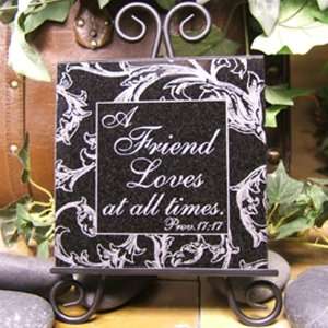   at all times 6x6 Lasered Black Granite Stone Plaque   Proverbs 1717