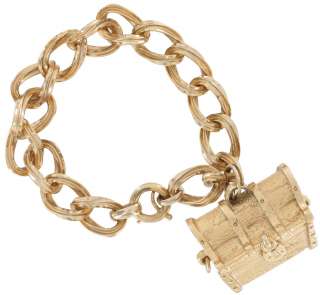 Vintage Napier Big Treasure Chest Charm Bracelet   It opens  