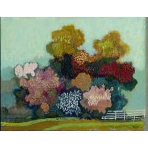 Spring Trees with White Fence,giclee,canvas,painting 