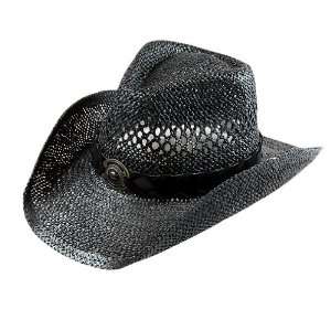  Cowboy Men Women Toyo Straw Hat Stone Trim Black 