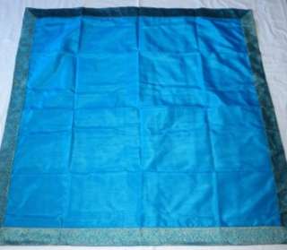 110CM SQUARE AQUA BLUE FAUX SILK & SARI TABLE CLOTH  