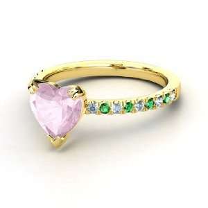  Carina Ring, Heart Rose Quartz 14K Yellow Gold Ring with 