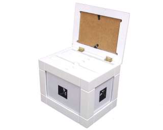 Wooden Photo Display Box Album 125 Picture Brown White Case Storage 