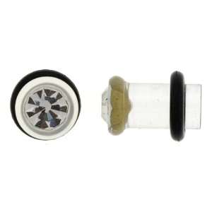  UV Solid Single Flare Clear Plug with Clear CZ Set Face 
