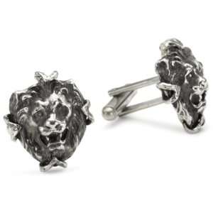  Devon Leigh Mens Oxidized Silver Plated Lion Cuff Links Jewelry