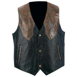 Men or Women Black & Brown Western Style Leather Lined Vest  2X  
