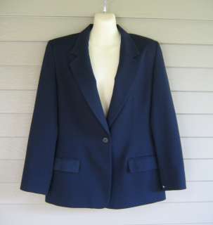 Pendleton Womens Navy Blue 100% Virgin Wool Blazer Jacket 12  