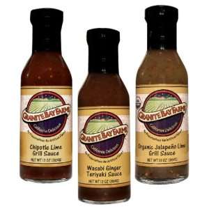 Granite Bay Farms Fiery Marinade (3 Bottle) Collection in Wooden Gift 