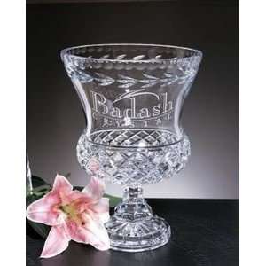   Traditional Crystal Centerpiece Bowl Vase Vine Etched