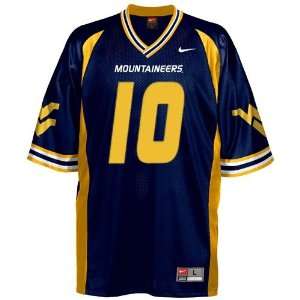   West Virginia Mountaineers #10 Navy Blue Tackle Twill Football Jersey