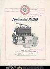 1921 Continental Model K4 4 Cylinder Automobile Truck Engine Brochure