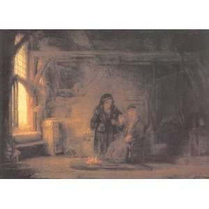  Oil Painting Tobit and Anna with the Kid Rembrandt van 
